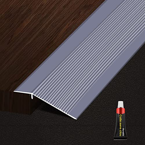 LAIDEPA Metal Transition Strips, Wide 10Cm Threshold Ramp, Aluminium Reducer, Carpet To Tile Edge Trim, Building Products, Easy To Cut And To Install,Iron gray,100cm (39.4in)