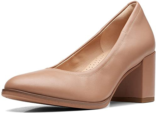 Clarks Women's Freva55 Court Pump, Praline Leather, 6.5 UK