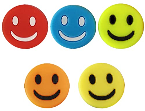GZXYUAN 5 Pcs Racket Dampener Silicone Shock Absorbers Colorful Racket Shock Absorber Smile Face Shock Absorbers Tennis Accessories for Tennis Players