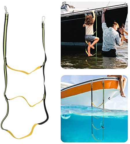 Escaleras para Barcos Bote de Goma Embarque Especial Escalera Suave Barco Escalera de Cuerda Marina Escalera Colgante Plegable Escalera de Cuerda de Embarque para Bote(Verde Fluorescente 3 Escaleras)