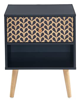 BAÏTA - Table de Chevet Capucine Noir et Effet chêne 40cm