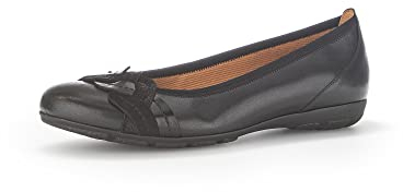 Gabor Damen Klassische Ballerinas, Frauen Flats,Ballett-Schuhe,Ballet-Flats,flach,Ausgehschuhe,Abendschuhe,Slip-ons,schwarz Kombi,38 EU / 5 UK