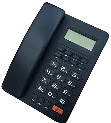 Teléfono fijo con cable, teléfono de escritorio, pantalla de identificación de llamadas teléfono de oficina en casa, teléfono fijo, sistema dual FSK/DTMF, negro