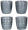 4er Set Windlicht H7,5cm Glas Grau Teelichthalter Tischdeko Kerzen Retro Deko Kerze Transparent Kerzenhalter Tischdeko Deko