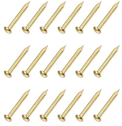 METALLIXITY Small Nails (1.2x12mm) 200pcs, Brass Tiny Hardware Nails - for Household Woodworking, Brass Tone