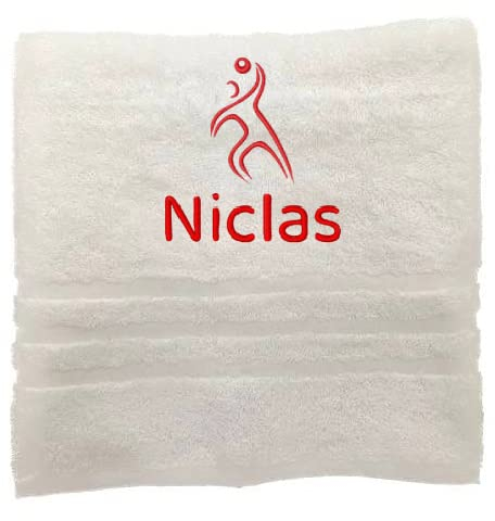 Pet-Jos Personalisiertes Handtuch mit Namen Schön gestickter Sport Name 100% Baumwollhandtuch 100 x 50 cm Handball