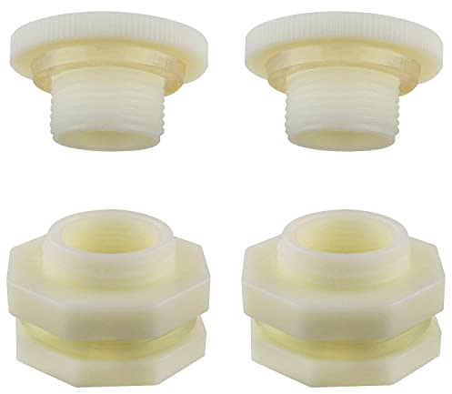 ZZLZX Lot de 2 raccords femelles en plastique ABS de 1,9 cm pour réservoir d'eau avec bouchons pour tonneau de pluie, tuyau de jardin, kit de robinet pour réservoir d'eau, seau de vidange