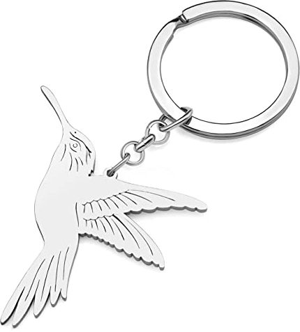 RAIDIN Edelstahl 18k Gold Silber Plattiert Schlüsselanhänger Kolibri Taube Vogel Schlüsselanhänger für Damen Mädchen Geschenk Auto Handtasche Schlüssel Zubehör (Silber-073 Kolibri)