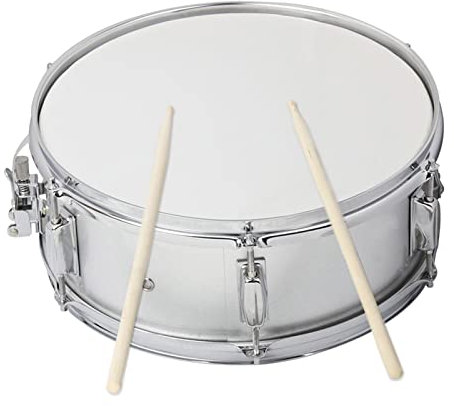 KOCAN Tamburo Professionale da 14 Pollici Argento con Bacchette, Chiave e Cinghia per Banda di Studenti