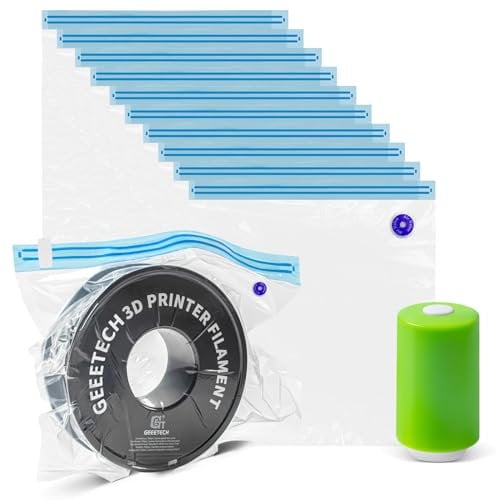 TEQStone Filament Vakuumbeutel Kit 10Pcs mit Elektrischer Pumpe, Feuchtigkeit und Staub Beweis, 32.5x37.5cm, Passen die Meisten 0,25/0,5/1KG 3D Drucker Filament Spulen