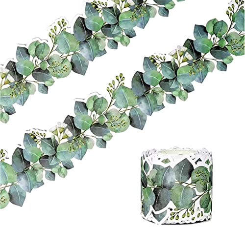 Hailerio Eukalyptus Bordüre | 15m Eukalyptus Gestanzte Bordüre | Gestanzter Eukalyptus-Rand Grün Blätter Bordüre Für Klassenzimmer | Schule Pinnwand Tafel Wandaufkleber Tapete Bordüre Grün