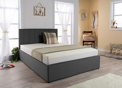 Panel Ottoman Storage Bed (Gas Lift), Sleep Factorys Parana Steel Plush Velvet Upholstered Bed Frame - 5ft King size (150 x 200 cm)