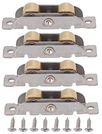 4 PCS Coulissante Patio Porte Rouleau Assemblage Porte Coulissante Tandem Rouleau En Métal Porte Coulissante Roue Remplacement En Acier Bille Roulement De Roue (Roue plate)