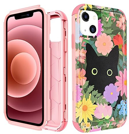Pegmode for iPhone 15 Plus Case - Heavy Duty Protective Designer Cat Flower Cute Cartoon Hard Shockproof Bumper Phone Cases for Apple 15 Plus for Girly Women Men Girls Boys Teens