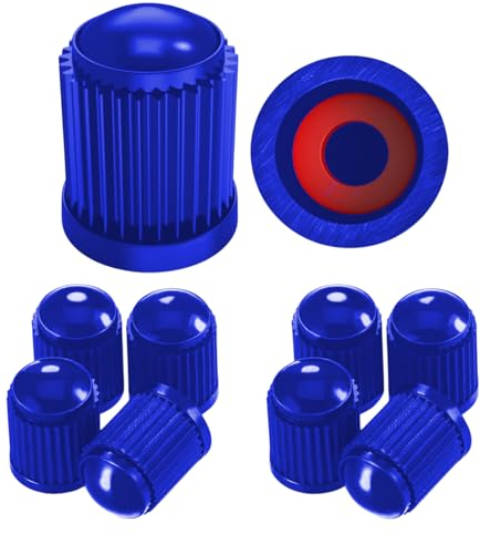 Pitlane Performance® Ventilkappen 10 Stück Ventildeckel Auto-Reifen Ventilabdeckung Reifenventil-Kappen Autoventil-Kappen PKW, SUV, Motorrad, Fahrrad für alle Schrader-Ventile (Blau)