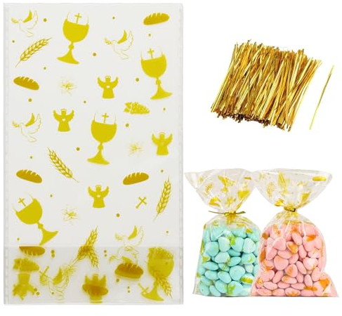 100Pcs 9.5×16cm Sachet Plastique Transparent Sachet Bonbons Communion OPP pour Chocolat Perles Biscuits Cadeau Bijoux Confiserie