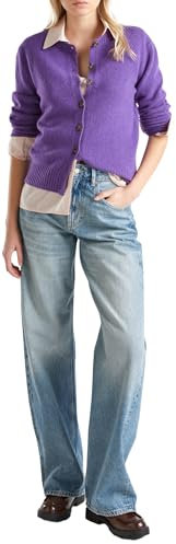 United Colors of Benetton Maglia Coreana M/L 103ME500L Maglione Cardigan, Viola, XS Donna