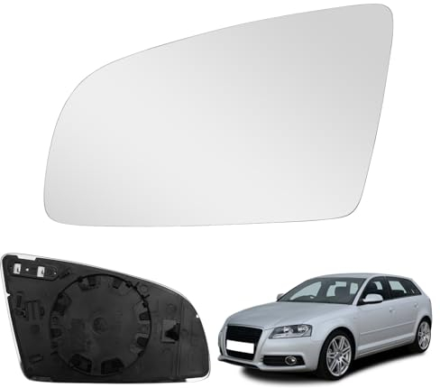 Cristal de Espejo Compatible con Audi A3/S3 2004-2008, A4/S4 2002-2008, A6/S6 2006-2008, Cristal de Espejo Exterior Hiperbólico Asférico Retrovisor Térmico