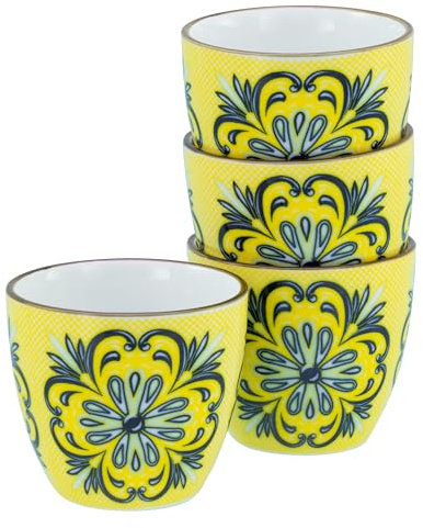 Creatable, 21891, Serie Aladin, 4-teiliges Geschirrset für 4 Personen, Espresso Set aus Steinzeug, spülmaschinen- und mikrowellengeeignet, Qualitätsproduktion