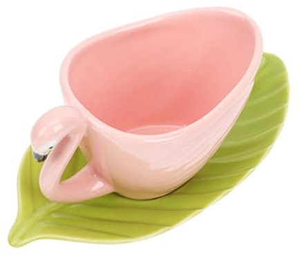 CIYODO Ensemble De Tasses Et Soucoupes En Céramique Motif Flamant Rose Tasse À Café Tasse À Thé Tasse Multifonction Décoration Élégante Pour La Maison