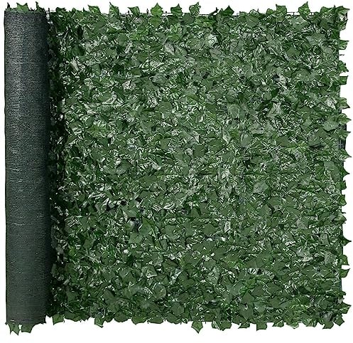 VEVOR Valla de Privacidad de Hiedra, Pantalla de Pared Verde Artificial, Valla de Hiedra Verde con Respaldo de Tela de Malla y Junta Reforzada, Setos Falsos Decoración de Hojas de Vid para Jardín