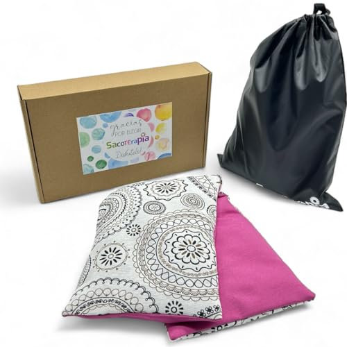 Saco Térmico de Semillas para Microondas - 50 x 16 cm - Doble Uso Frío o Calor - Alivio Natural para Cólicos y Dolor Muscular - Relleno de Trigo y Lavanda - Estampado Mandalas - SACOTERAPIA