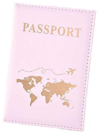 Porta passaporto, porta passaporto, da viaggio, per passaporto, mappa, passaporto, custodia in pelle ecologica in poliuretano, rosa, Taglia unica