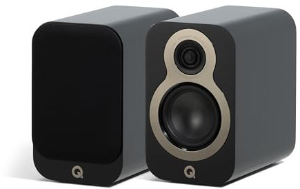 Q Acoustics 3010c Compact Bookshelf Speakers Pair Satin Black - 2-Way Reflex Enclosure Type, 4 Bass Driver, 0.9 Tweeter - Stereo Speakers/Passive Speakers for Home Theater Sound System