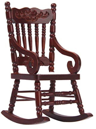 Veesper 1:12 Modell Schaukelstuhl, Puppenhaus Miniatur Holz Miniatur Schaukelstuhl Brown Möbel Spielzeug Holzverpackungen Hausmöbel Puppen Hausmöbel für Kinder Kinder