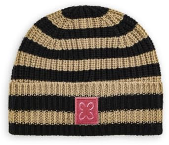 CODELLO Mütze Strickmütze mit klassischen Streifen (DE/NL/SE/PL, Alphanumerisch, Einheitsgröße, beige-schwarz)