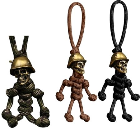 JOZMMZEOOA 3 Stück Schlüsselanhänger,Totenkopf Schlüsselband Schlüsselanhänger Paracord Auto Lanyard Schlüsselband Personalisiert Paracord Anhänger Totenkopf Geschenke,für Geldbörse Gepäck Koffer