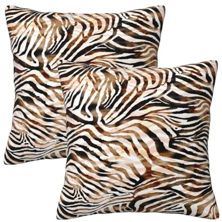 TZTTZT Zierkissenbezüge für Couch, Bett, Sofa, Wohnzimmer, Bauernhaus, 45,7 x 45,7 cm, 2er-Set, Aquarell-Zebra-Muster, 45,7 x 45,7 cm
