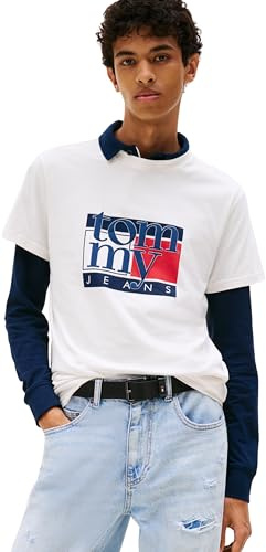 Tommy Jeans Men's TJM Slim RWB Flag Tee Ext Dm0dm21977 S/S T-Shirt