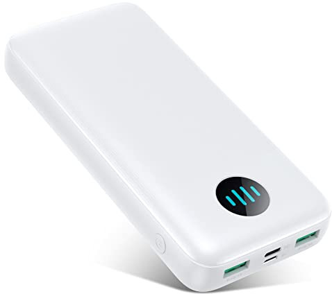 Batterie Externe 26800mAh Haute Capacité Power Bank Charge Rapide PD3.0 USB C in&Out Chargeur Portable, Tri-Output Batterie Portable pour iPhone 16/15/14/13 Pro Max, Android Téléphone, Tablettes-Blanc