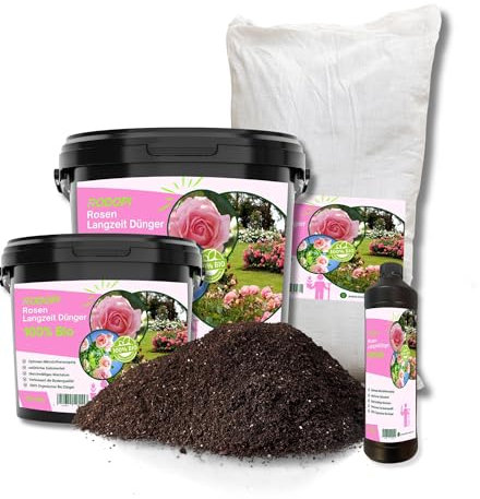 Rodopi Bio-Rosendünger Granulat – 3 Monate Langzeitwirkung – 100% pflanzlich & tierfrei – Organischer NPK-Dünger 7-3-8 mit Eisen – Für gesunde & blühfreudige Rosen 7kg