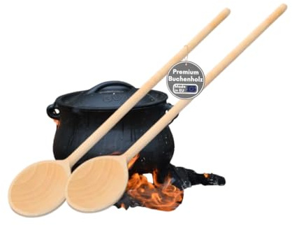 TOPANBIETER 999 Kochlöffel 2er Set, aus Buchenholz, Made in EU, 60 cm, Küchenlöffel aus Holz, stabil und hitzebeständig, ideal für Großküchen und Haushalt (2)