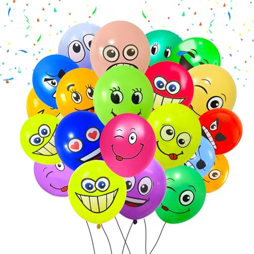 Emoji-Latex-Luftballons, 30,5 cm, Smiley-Design, Luftballons für Kinder, Emotion-Serie, Latex-Luftballons für Kinder, Mädchen, Jungen, Geburtstag, Hochzeit, Zeremonie, Urlaub, Partyzubehör, 100 Stück
