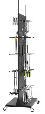 Lhysn Metall-Stecktafel-Ausstellungsständer – Doppelseitiges Stecktafel-Regal mit 30 Haken, 160 x 58 x 38 cm, tragbarer Stecktafel-Organizer für Heimwerker, Küchendekoration, Handyladen/Schwarz