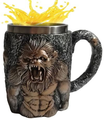 Patifirst Mug À Café Au Thème Du Singe Enragé,400ml Nouveauté Décor Fête Singe | Mug À Café En Acier Inoxydable,Pour Camping Randonnée Pêche Pique-Nique Feu De Camp Eau Maison Jeu Fête Thé