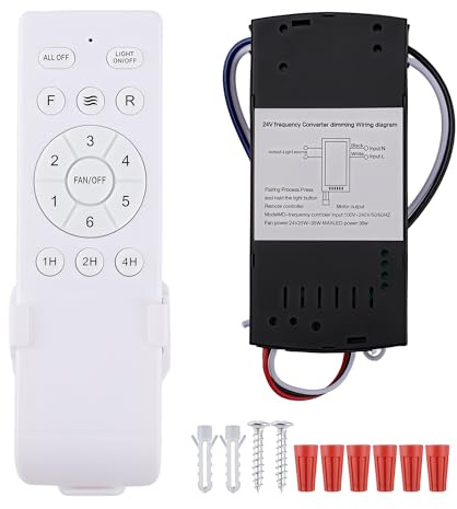 Universal Ceiling Fan Remote Control Kit, 6 Speeds, 3 Timing Setting | Light ON/OFF, Wireless Remote Controller Replacement for Most Ceiling Fan