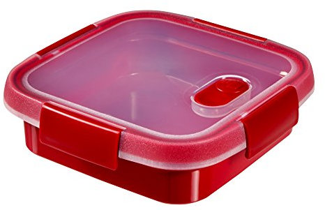 Curver - hermético Smart Micro Multiusos Cuadrado 0,6L. - Apto para Microondas y Recalentar - Color Rojo