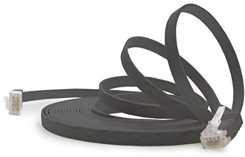 1aTTack.de 5m - Schwarz - 1 Stück - Cat.6 Flaches Netzwerkkabel Cat6 Flachkabel Ultra Flach Cat.6 Patchkabel 1000 Mbit/s Gigabit LAN (RJ45) Flach Slim Micro