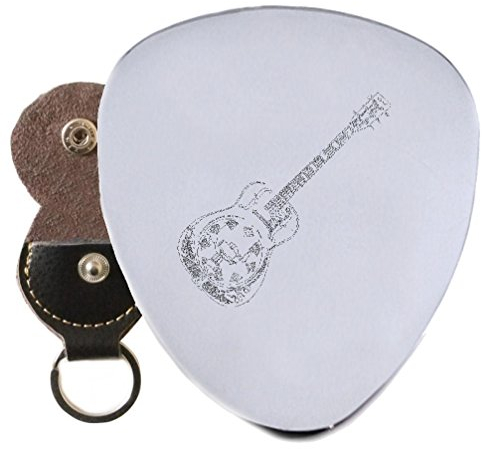 Resonator Gitarre Plektrum Graviert In Schlüsselanhänger aus Halterung