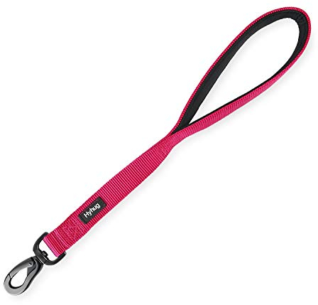 Hyhug Hochwertiger, verbesserter, haltbarer Nylon-Leine, weicher, schlagfester Griff, 18 Zoll Länge, geeignet für das tägliche Gehen und Training von mittleren und großen Hunden. (18 Zoll, Rosenrot)