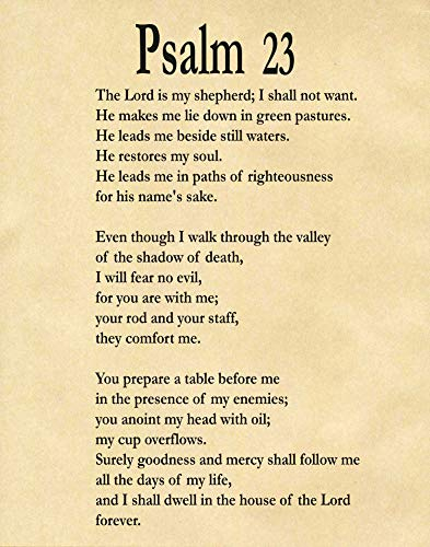 Psalm 23,Christliche Wandkunst, Psalm 23 The Lord is My Shepherd, Positive Schrift Religiöser Bibelvers Inspirierendes Zitat Poster (5x7, Pergament)