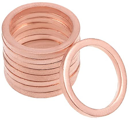 sourcing map Arandela plana de cobre de 10pcs 16mm x 20mm x 2mm para tornillo de tornillo