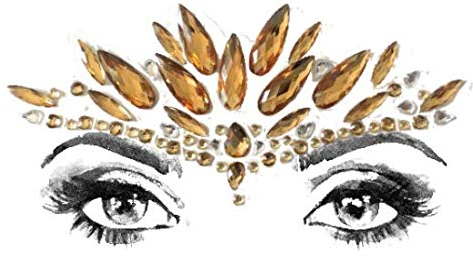 Gem Sticker Gesicht und Körper Juwelen Edelstein Aufkleber Glitter MAKE-UP für Party Festival Shows BFG34 gold