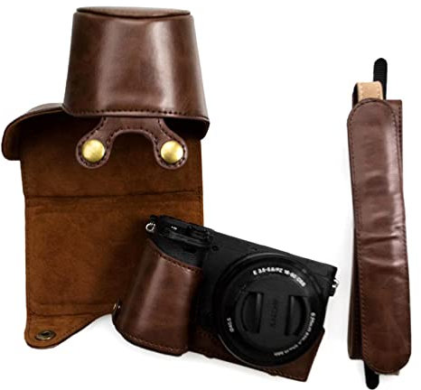 MUZIRI KINOKOO A6400 Case PU Leather Protective Case Compatible for A6400 A6100 A6000 A6300 with 16-50mm Lens Camera Coffee