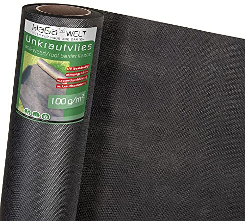 HaGa® Unkrautvlies (Meterware) für Rindenmulch Vlies UV-Stabil 100g/m² 1,2m x 1m