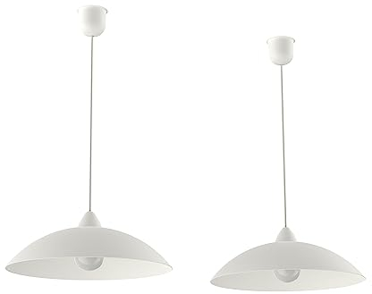 L+ Lampada a Sospensione Set x2 Lampadario cucina Moderno Attacco E27 Paralume in Metallo Verniciato Bianco 2pcs 30cm